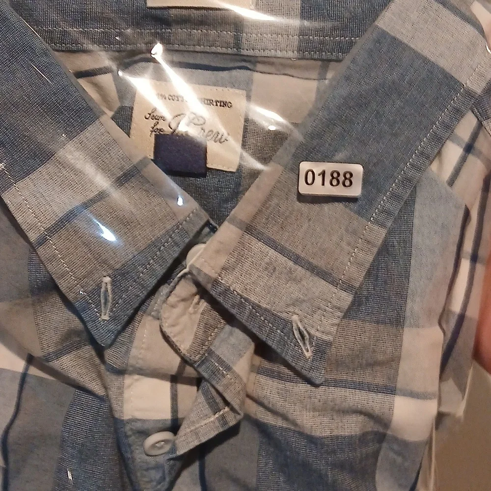 J Crew Mens 100% Cotton Button Down Blue Plaid Classic Preppy XL
